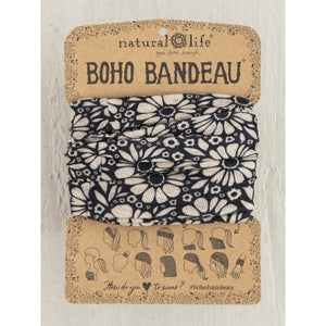 Full Boho Bandana - Black White Daisies