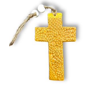 Medium sized ceramic heart in sunflower yellow by Wendy Britton Ceramics