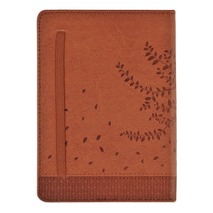 The front and back of the Tree of Life journal is made with a sturdy book-bound vegan leather