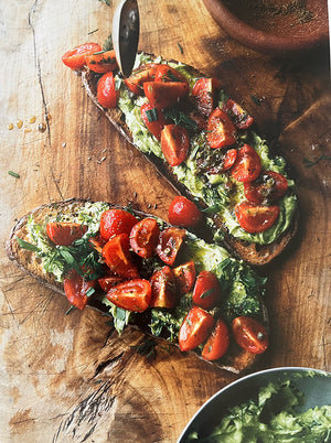 Avocado butter on toast with tomato salsa, another delicious dish from Ottolenghi's book 'Simple'