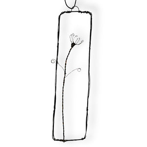 Handmade wire picture with cow parsley sprig