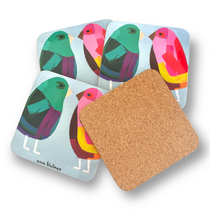 Set of four coasters with cork backing