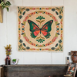 Beautiful unframed canvas wall art with a fabulous butterfly and floral design