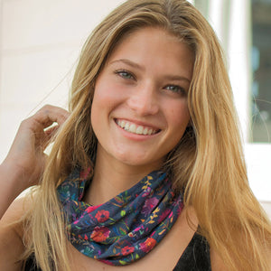 Another picture depicting how versatile this bandana is with this model wearing it as a scarf