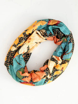 Full Boho Bandana - Blue Coral Cream Floral