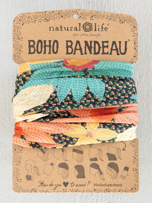 Full Boho Bandana - Blue Coral Cream Floral