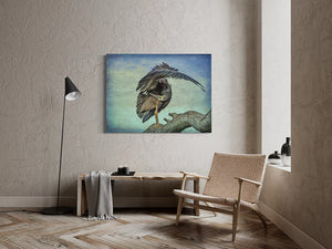 Bowing Heron on canvas, Size xlarge by artist Brian Kowald