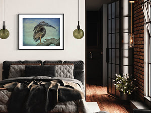 Bowing Heron on canvas, Size large by artist Brian Kowald