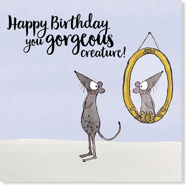 Greeting card illustrated by Australian artist Kate Knapp with the words &quot;Happy Birthday you gorgeous creature.&quot;