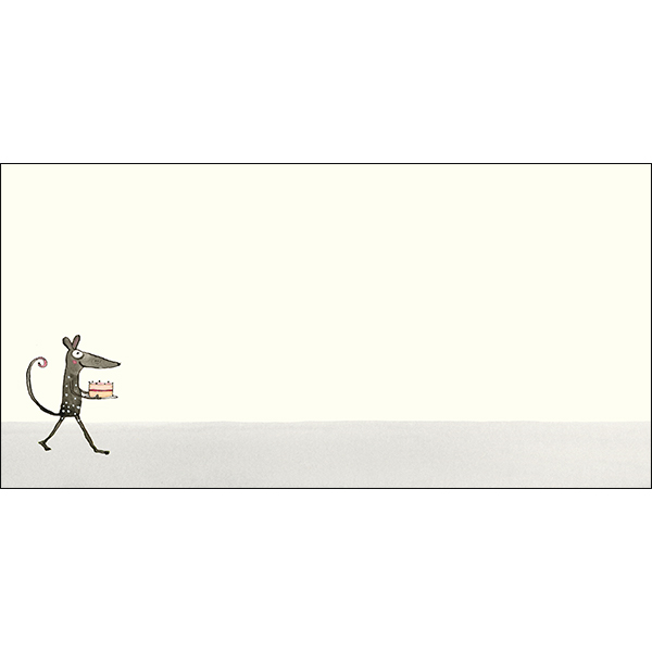 Blank inside other than a comical mouse holding a birthday cake