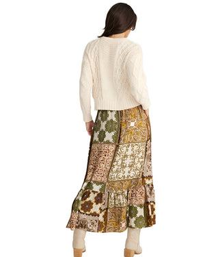 Rear view of Talisman Midas skirt in earthy colour tones