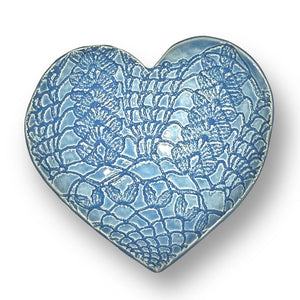 Heart shaped dish in baby blue by Wendy Britton Ceramics