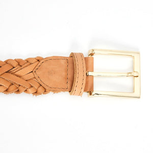 Wagon Plait belt in leather and gold buckle