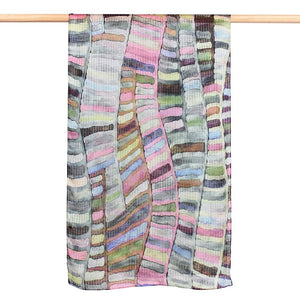 A kaleidoscope of pale gelato colours makes this silk scarf a number 1 seller