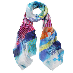 This Tempo Digital light weight, natural fiber scarf from DLUX can be worn all year round