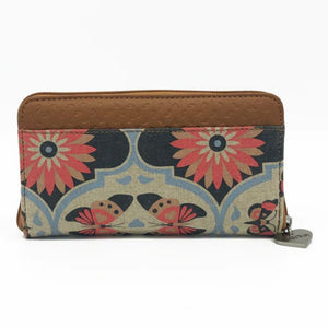 This practical wallet has a beautiful butterfly design on canvas with vegan friendly PU trim