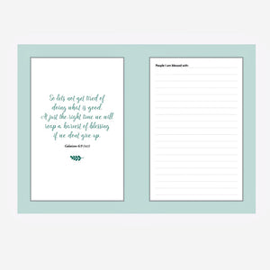 Uplifting quotations and Scripture verses throughout this Daily Dose of Blessings journal