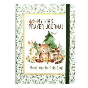 My First Prayer journal has sweet woodland animal illustrations on the front cover