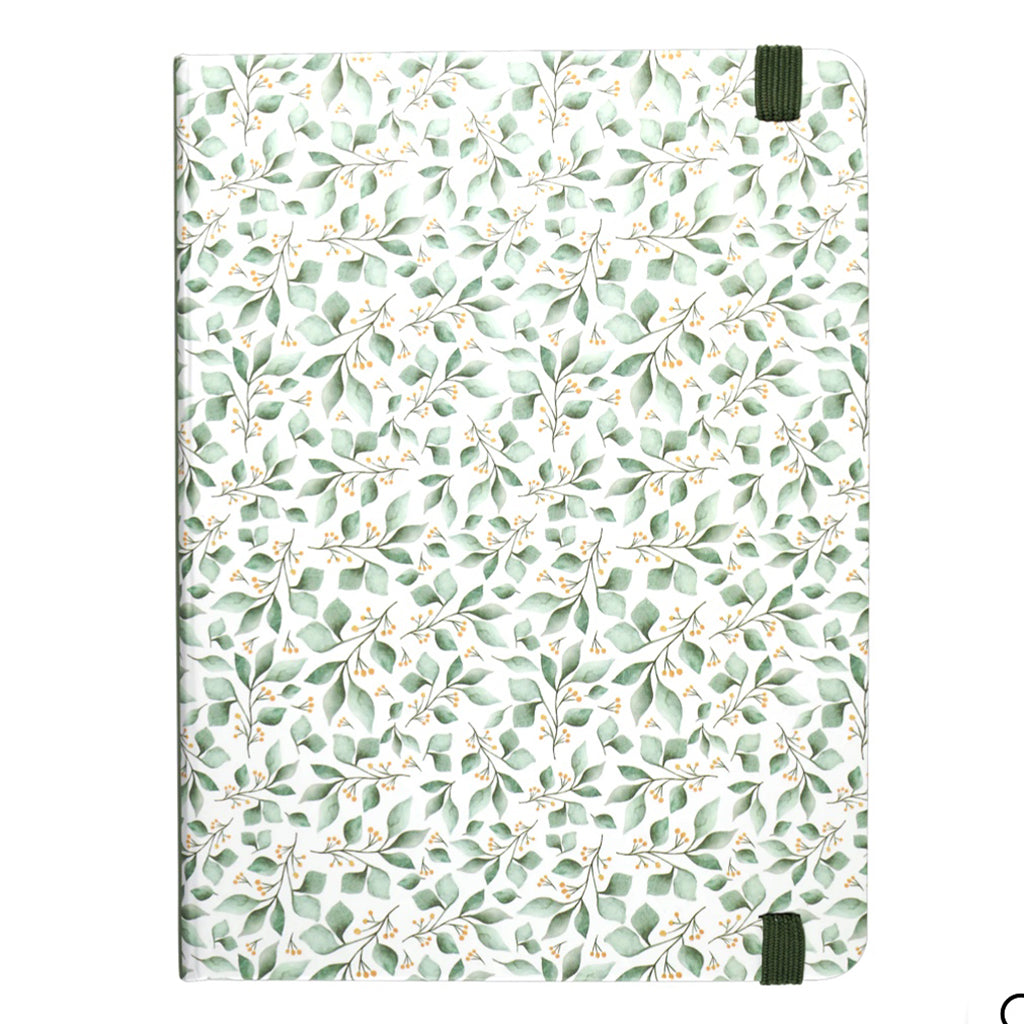 The back of this &#39;My First Prayer&#39; journal is covered with soft pretty leaves