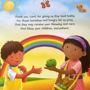 "Thank you Lord for giving us this food today, for those homeless and hungry let us pray, that they may receive your blessing and care, God bless your children, everywhere"