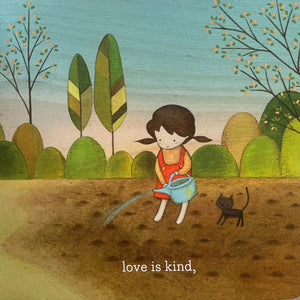 "Love is kind" - Beautiful illustrations accompanying the words from 1 Corinthians 13 