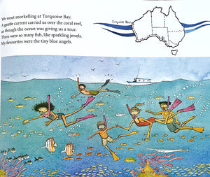 They went snorkelling at Turquoise Bay in WA, where a gentle current carried them over the coral reef as though the ocean was giving them a tour