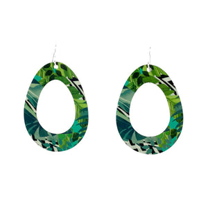 Art Hoop earrings with Tropical Garden design designed by Australian artist Jenny Riley