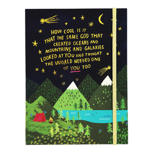 This Journal features an inspirational quote on the cover, 100 lined pages, an inside pocket to store tear outs, cards or letters and an elastic band to keep your journal organized and protected