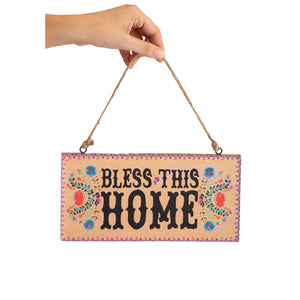 This sweet wooden sign with the message 'Bless this Home' and decorative flowers would make an ideal house warming gift