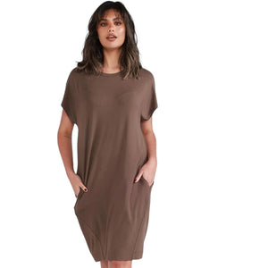 Ideal for most body shapes, this bamboo Nicks Tee dress from Lou Lou Australia comes in a fabulous mocha colour