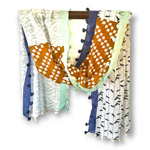 The combination of mustard, navy, mint and white is fabulous ion this scarf