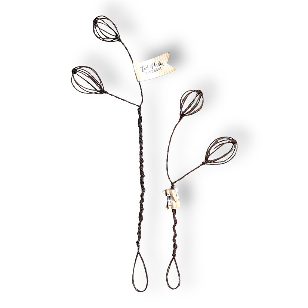 One large and small stem of handmade wire berry sprigs