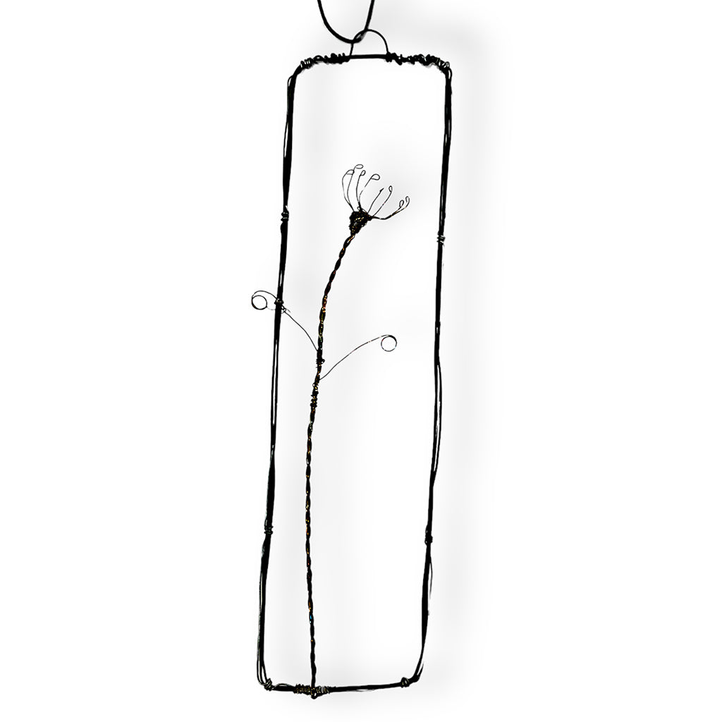 Handmade wire picture with cow parsley sprig