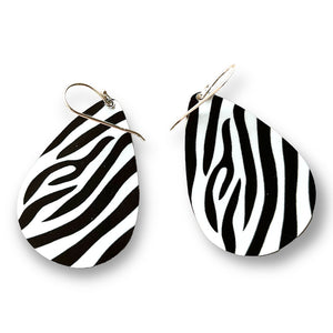 The back of these tear drop shaped earrings are just black and white zebra stripes