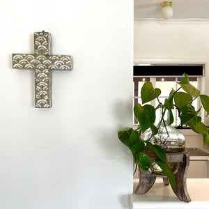 Our Aditi wall cross is unique with it's arc pattern