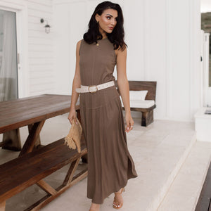 The Dionne Ribbed Maxi Skirt from Lou Lou Australia comes in this lovely chocolate mocha colour